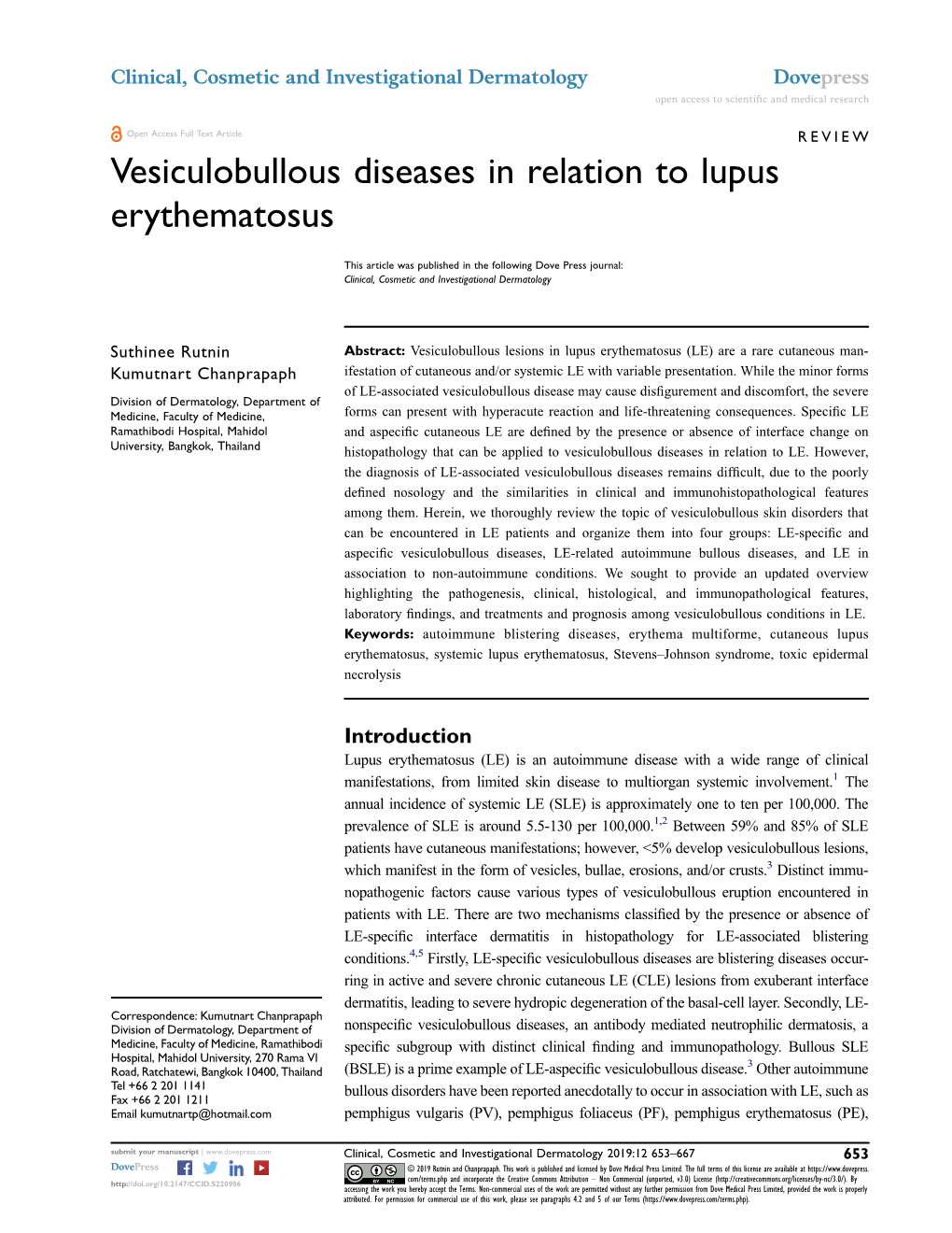 Vesiculobullous Diseases in Relation to Lupus Erythematosus