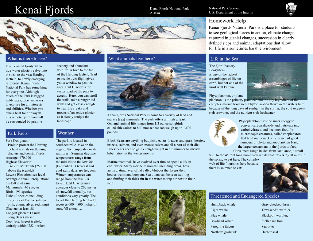 Kenai Fjords Student Info Sheet