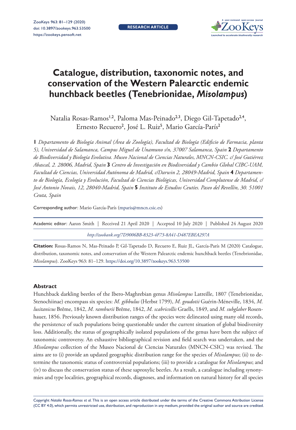 ﻿Catalogue, Distribution, Taxonomic Notes, and Conservation