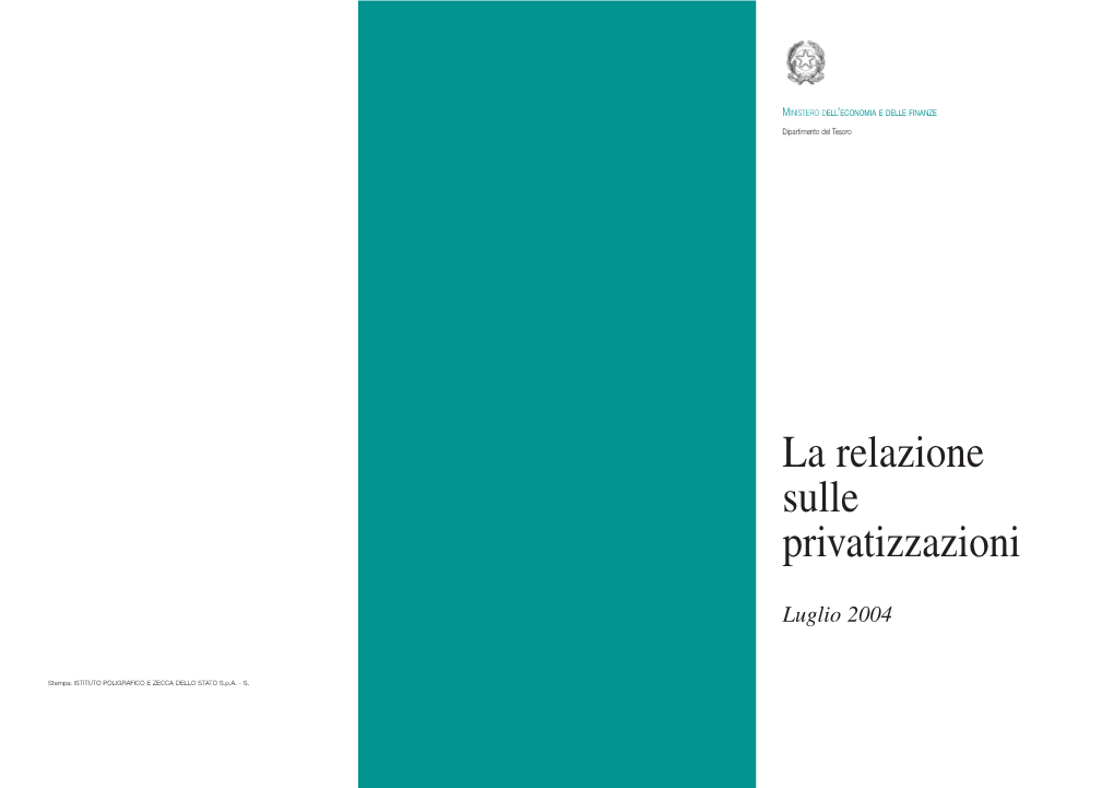 La Relazione Sulle Privatizzazioni