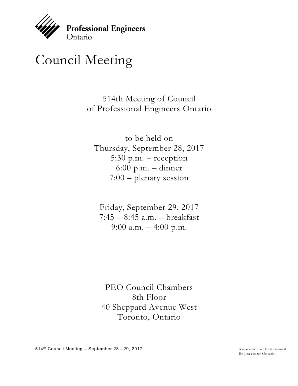 514Th Meeting of Council Agenda