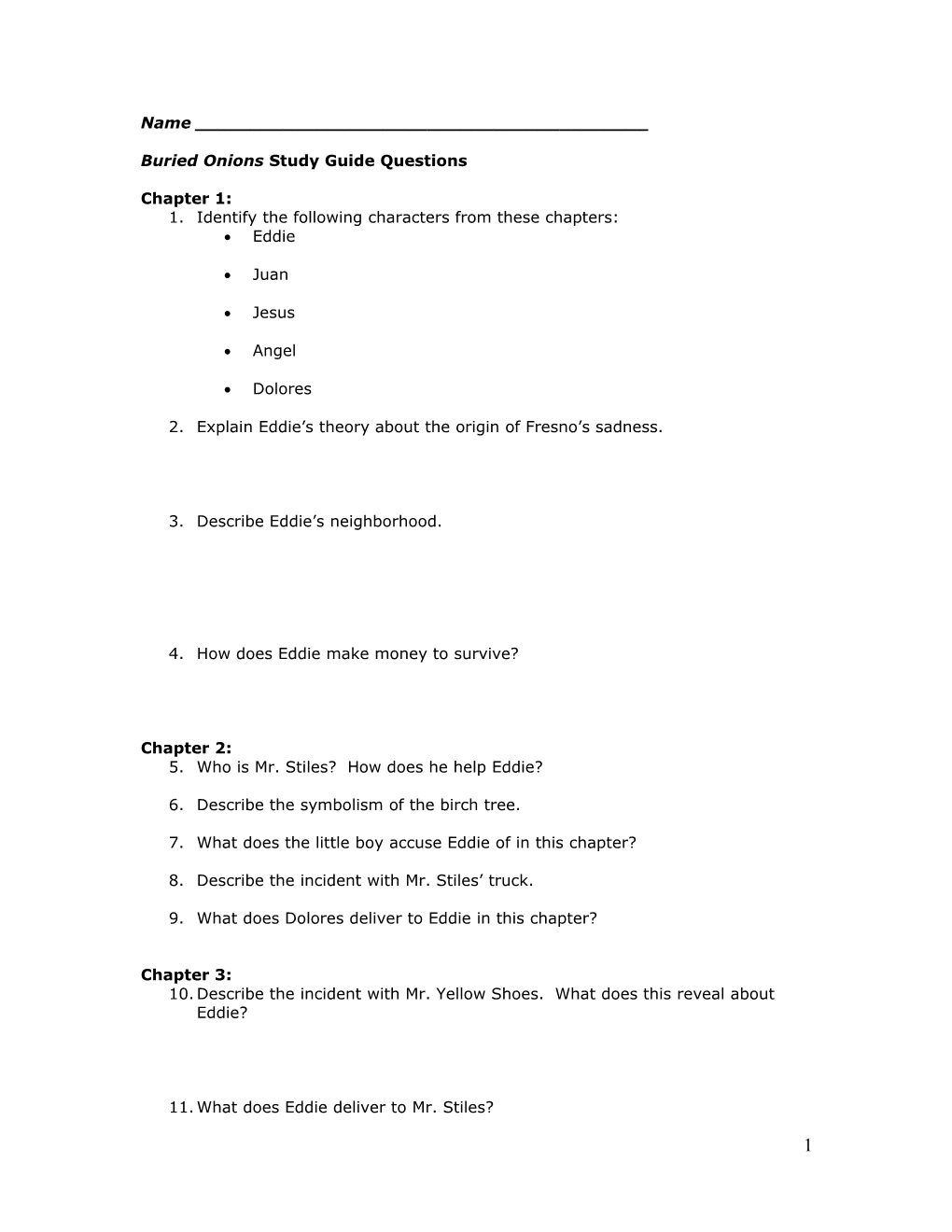 Buried Onions Study Guide Questions