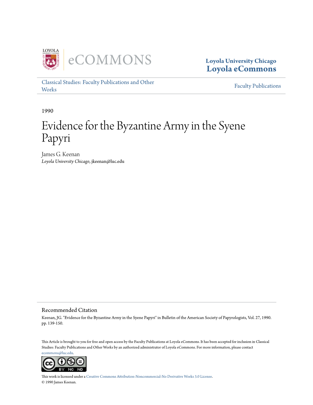 Evidence for the Byzantine Army in the Syene Papyri James G