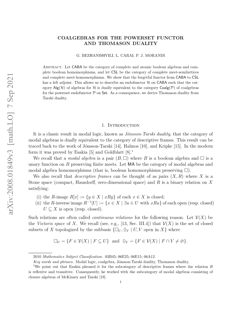 Arxiv:2008.01849V2 [Math.LO]