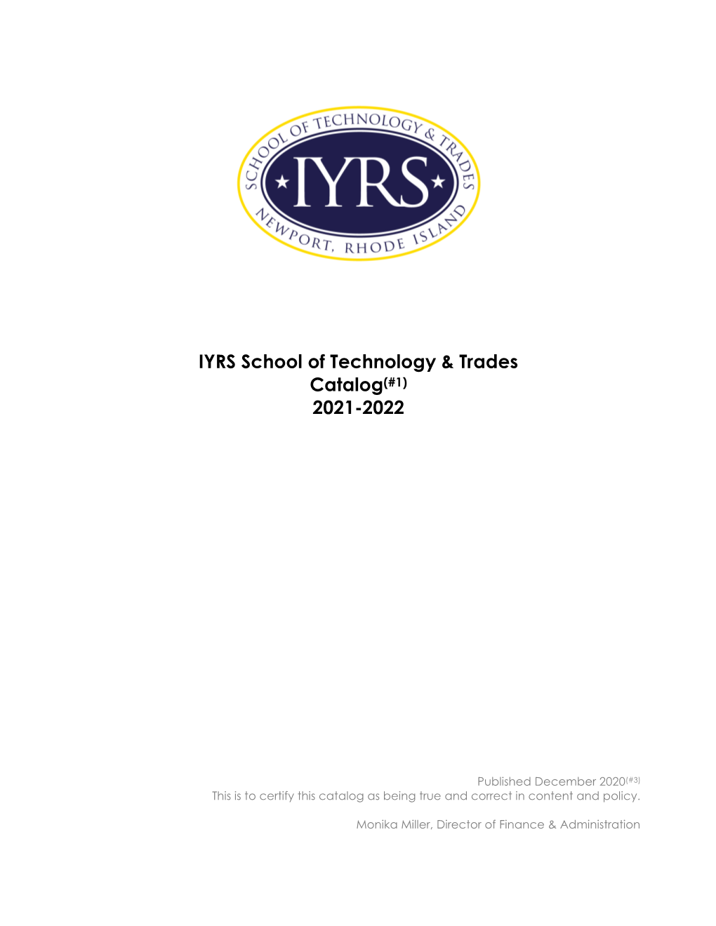 Iyrs Student Handbook Contents