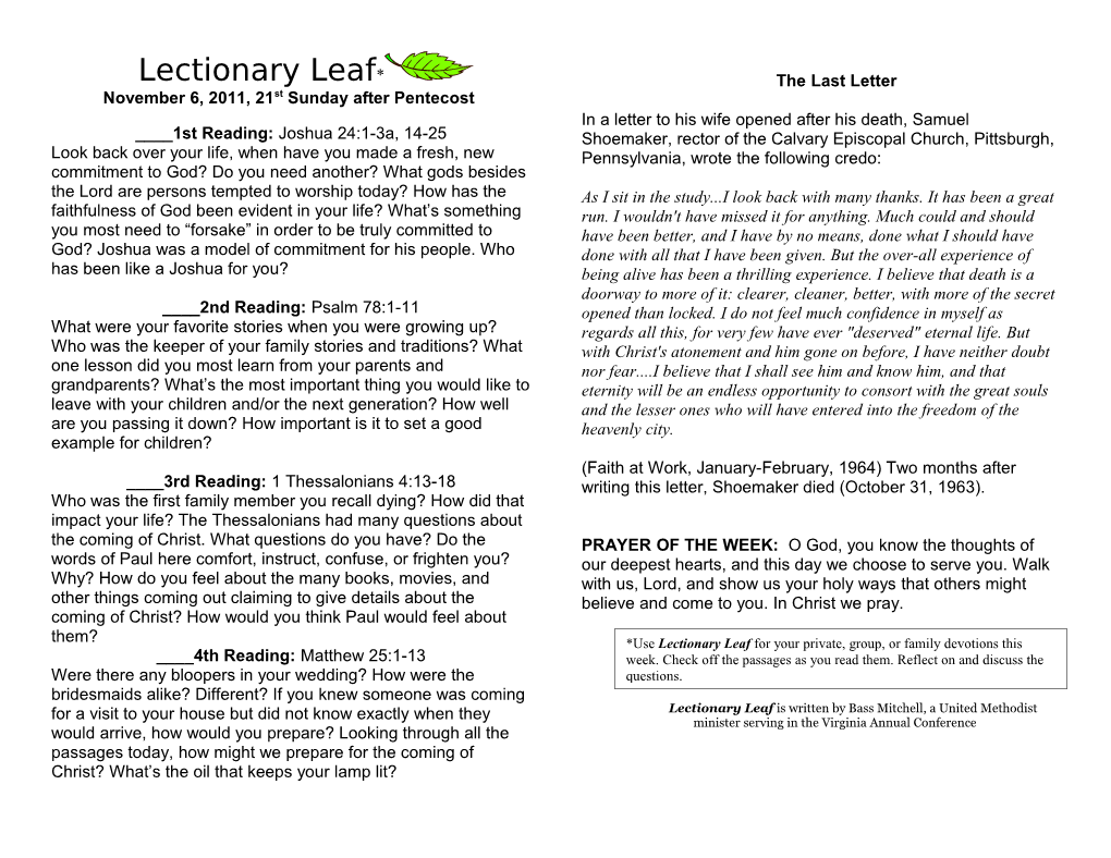 Lectionary Leaf*