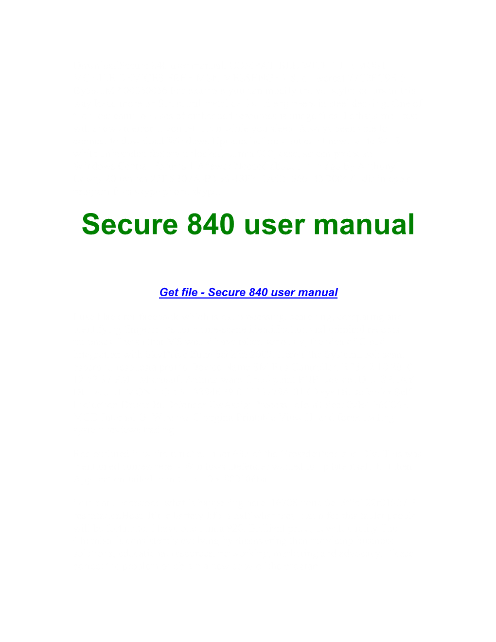 Secure 840 User Manual