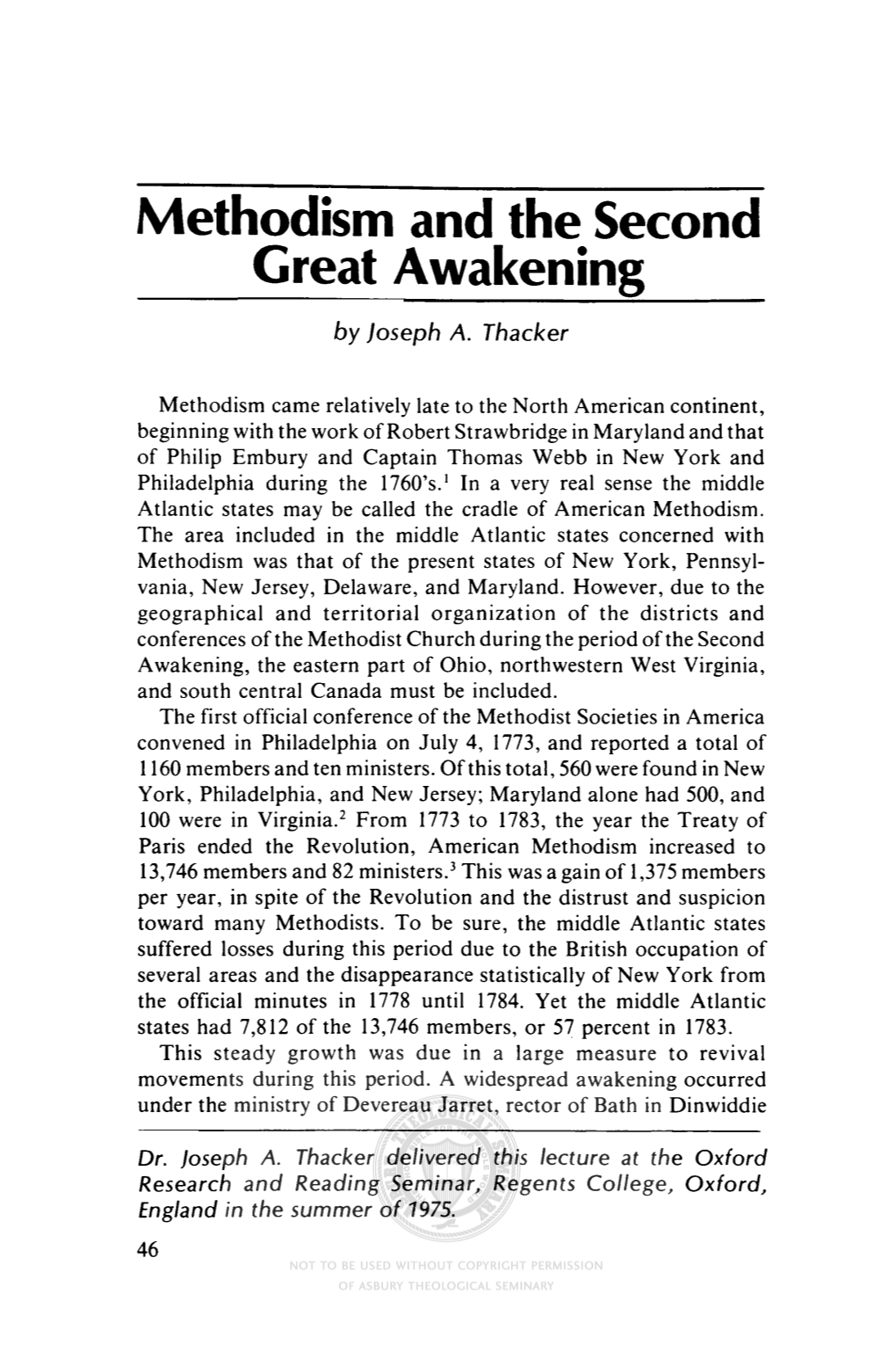 Methodism and the Second Great Awakening