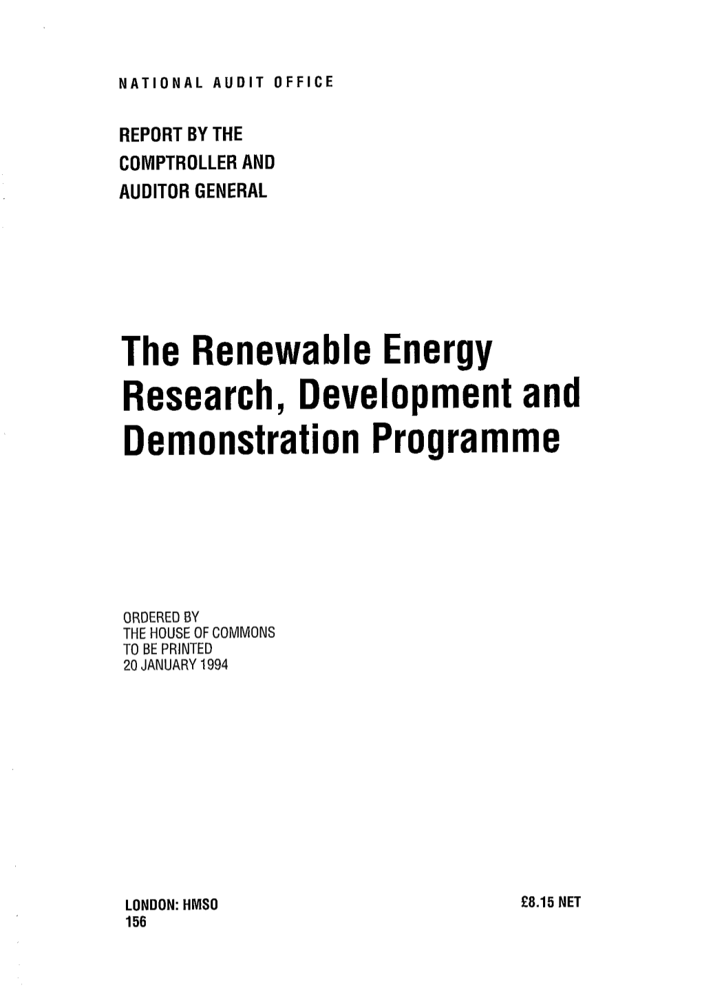 The Renewable Energy Research, Development and Demonstration Programme