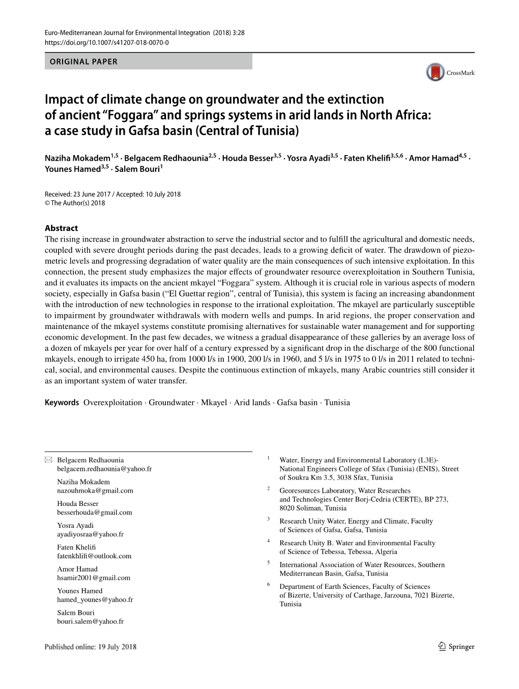 Impact of Climate Change on Groundwater and the Extinction Of