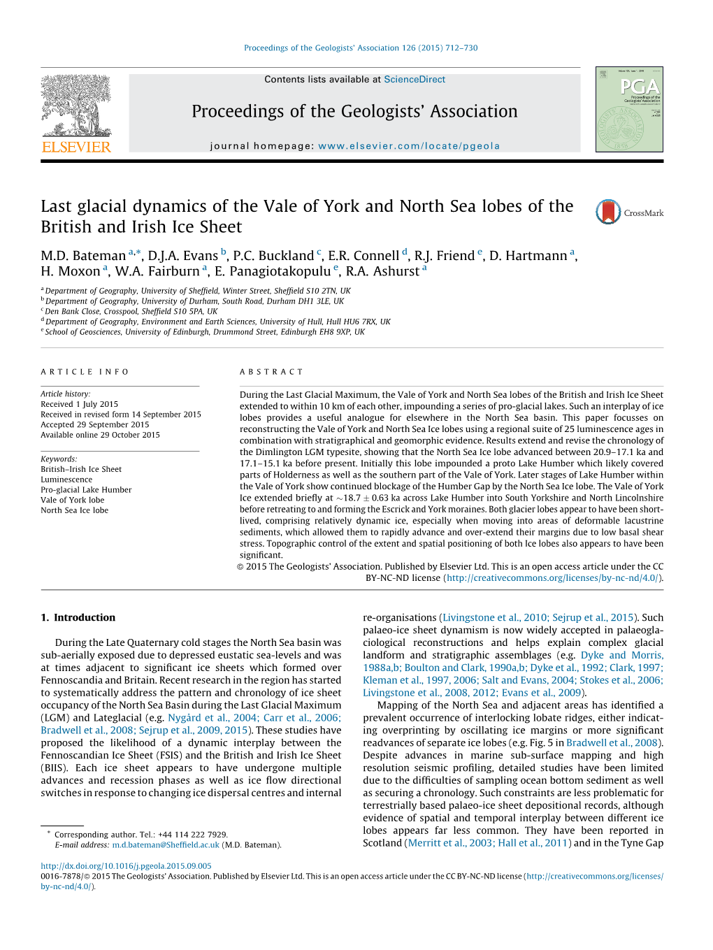 Last Glacial Dynamics of the Vale of York and North Sea Lobes of the British and Irish Ice Sheet