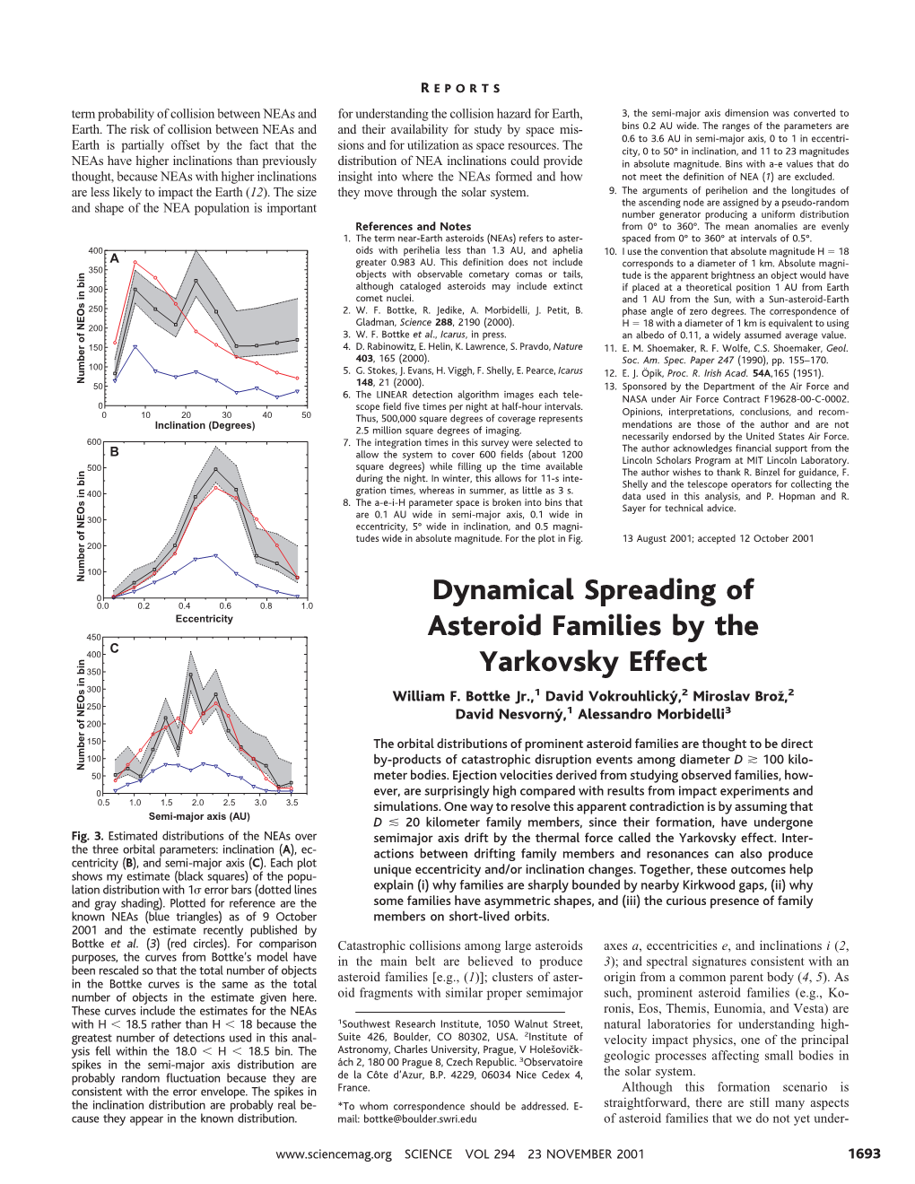Dynamical Spreading of Asteroid Families by the Yarkovsky Effect