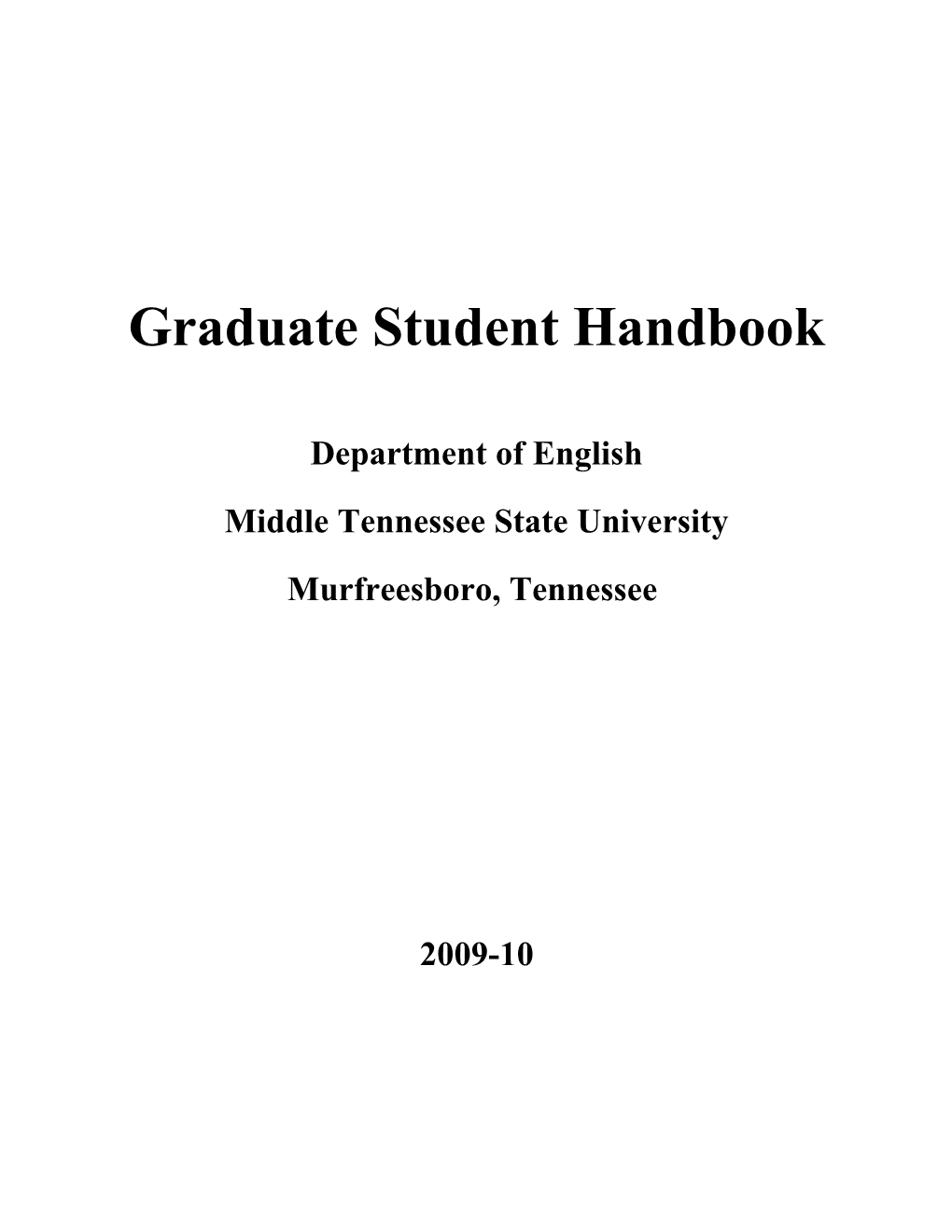 Graduate Studies Handbook