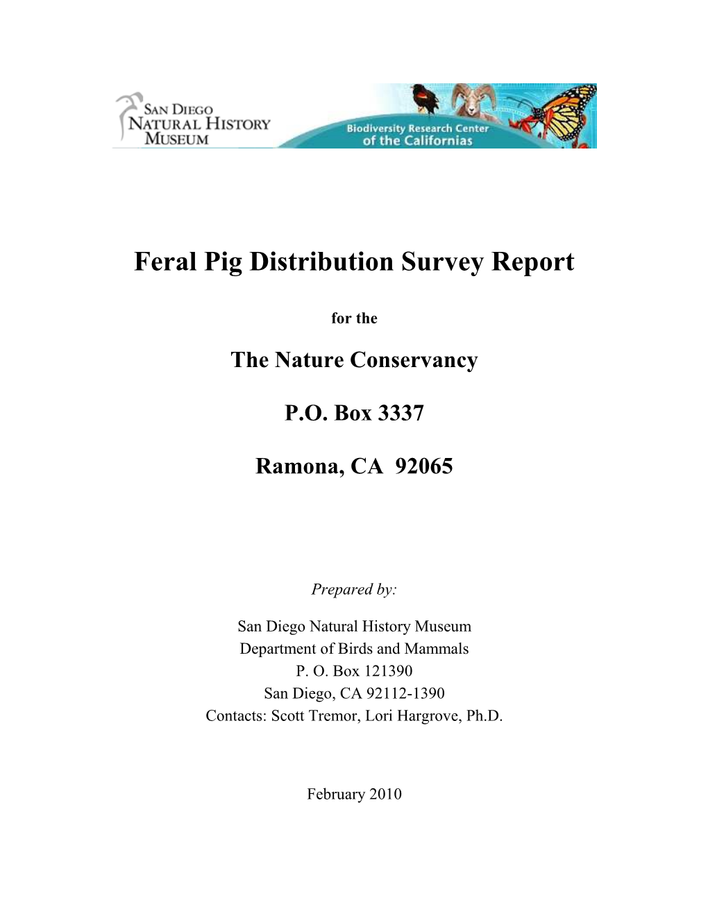 Feral Pig Distribution Survey Report