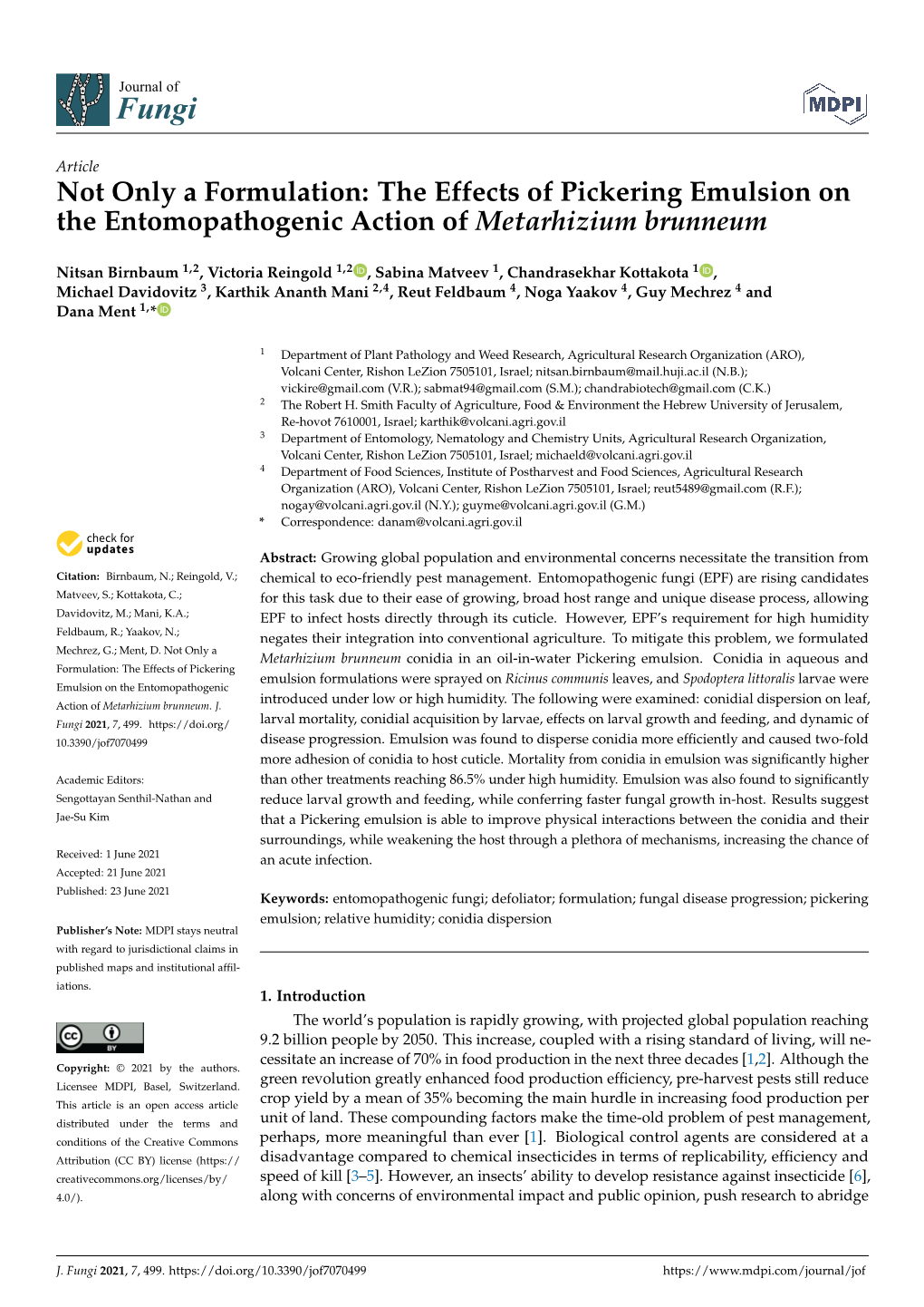 Not Only a Formulation: the Effects of Pickering Emulsion on the Entomopathogenic Action of Metarhizium Brunneum