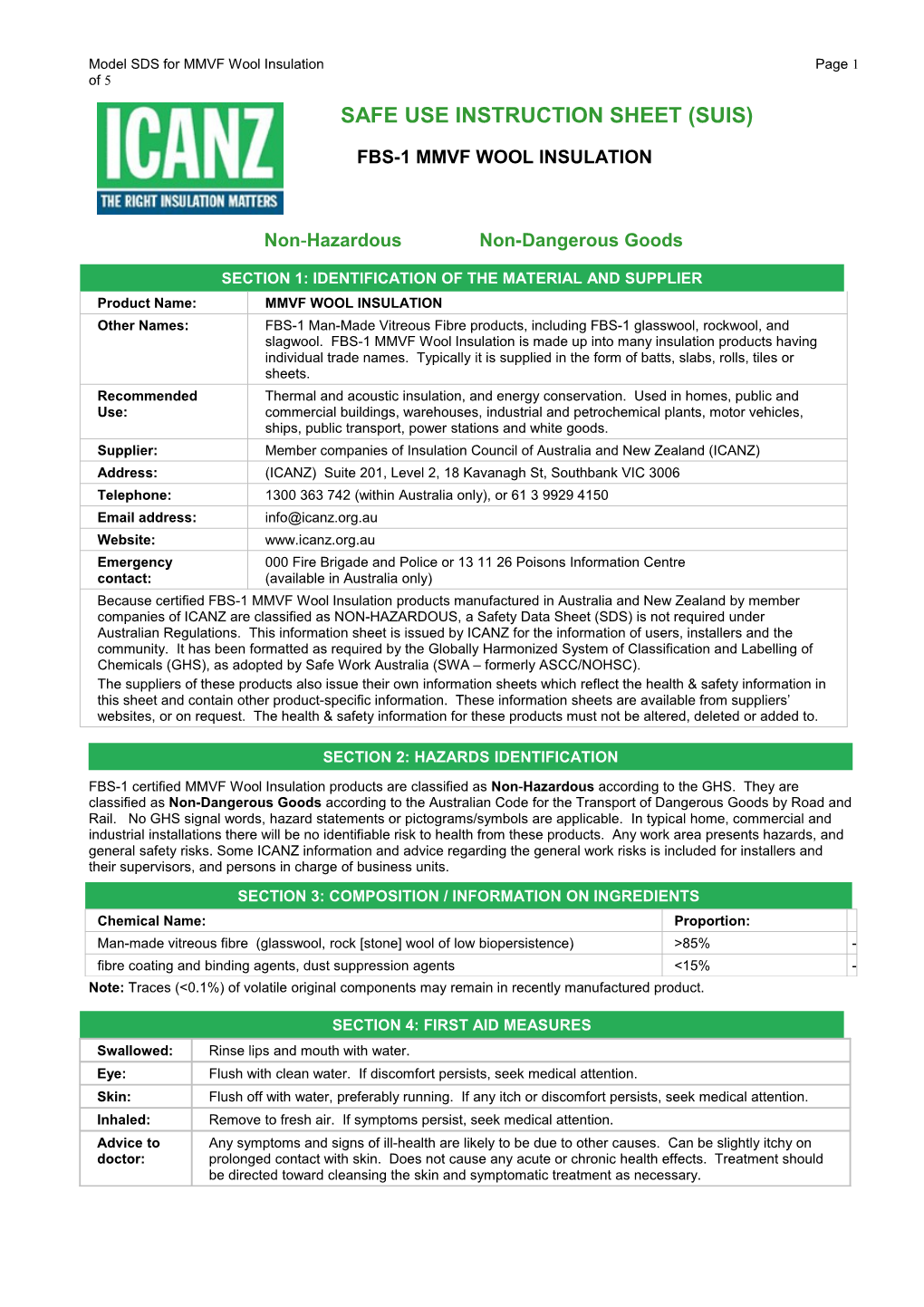 Material Safety Data Sheet s52