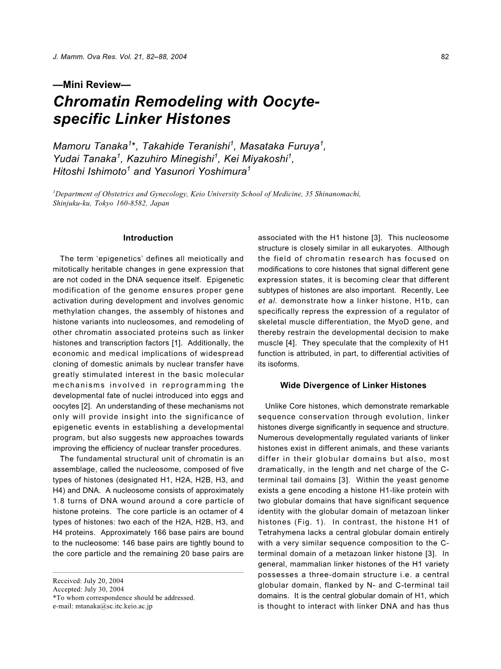 Chromatin Remodeling with Oocyte- Specific Linker Histones