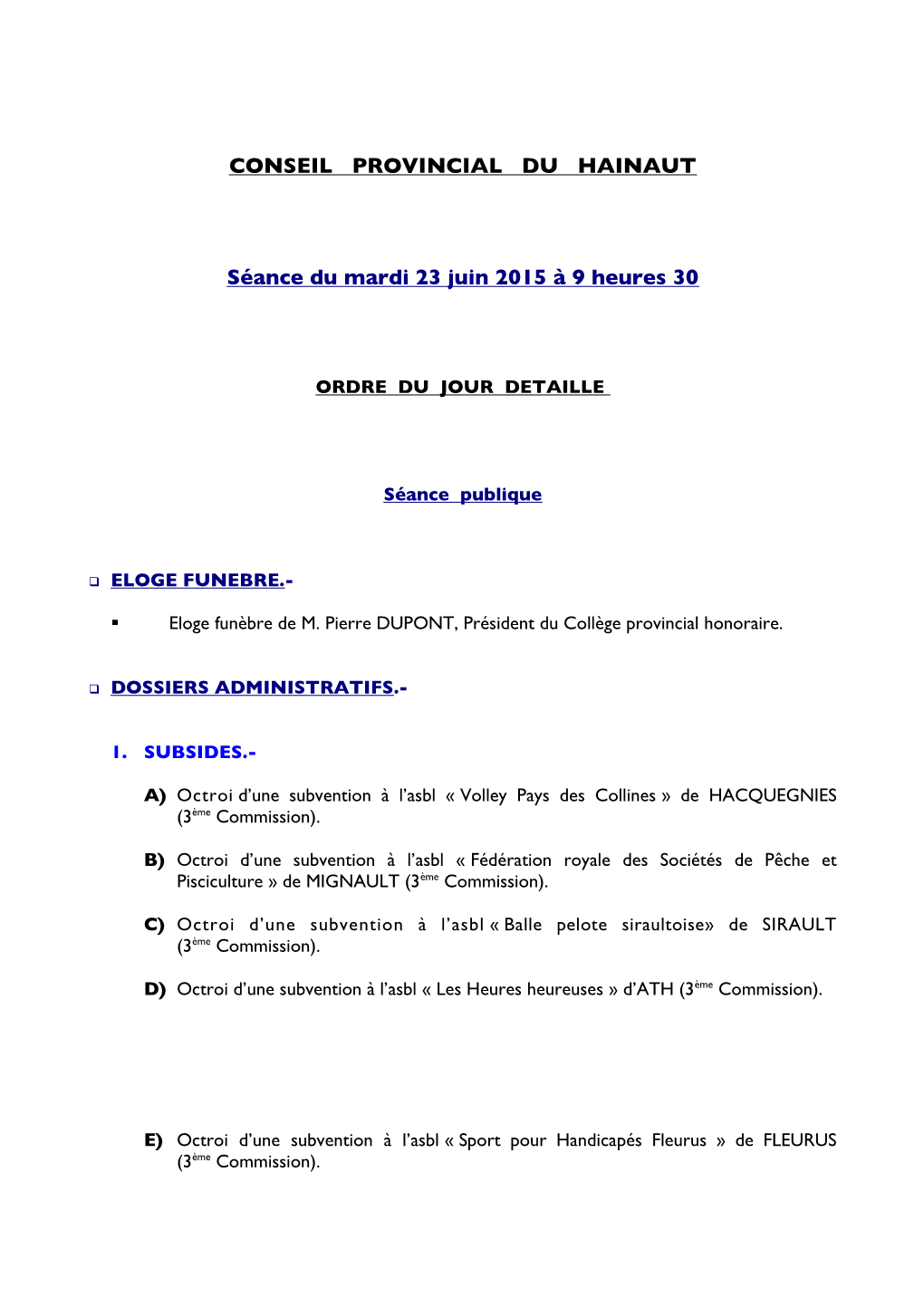 Conseil Provincial Du Hainaut