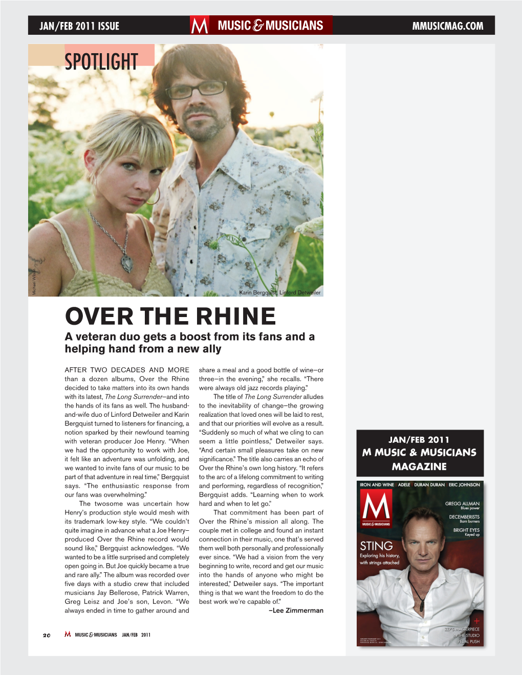 Over the Rhine a Veteran Duo Gets a Boost from Its Fans and a Helping Hand from a New Ally