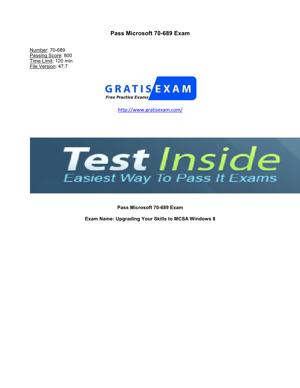 Pass Microsoft 70-689 Exam