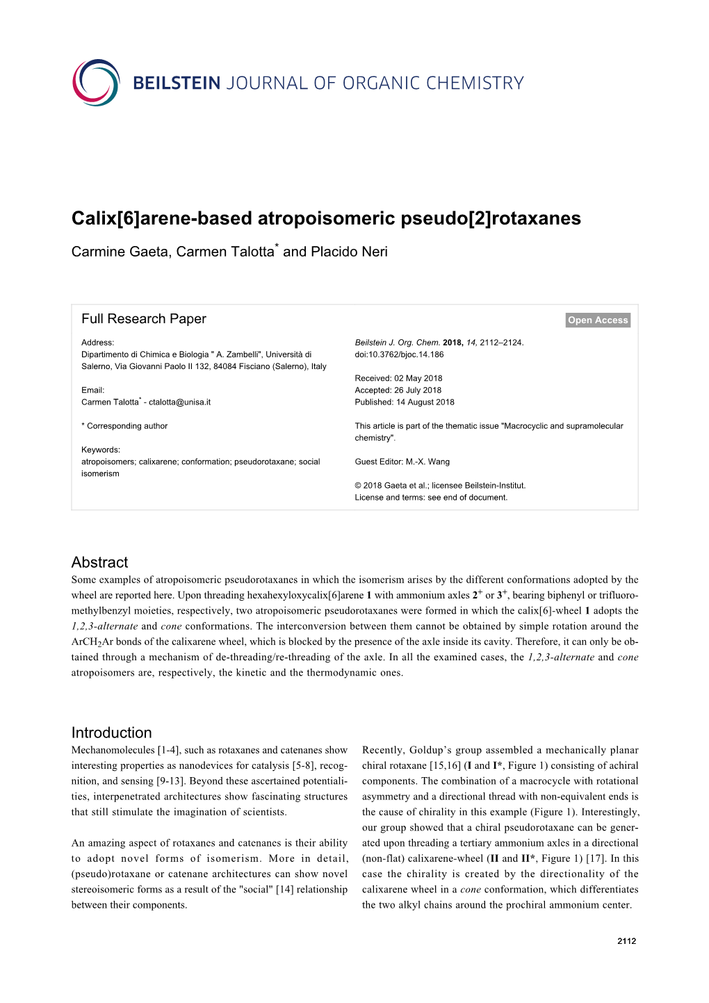 Calix[6]Arene-Based Atropoisomeric Pseudo[2]Rotaxanes