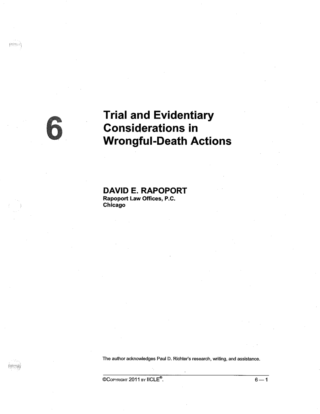 Trial and Evidentiary Considerations in Wrongful-Death Actions