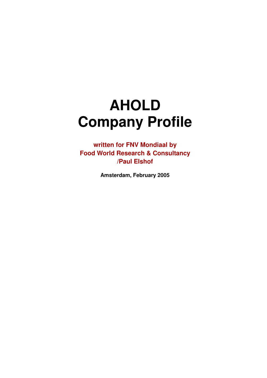 AHOLD Company Profile