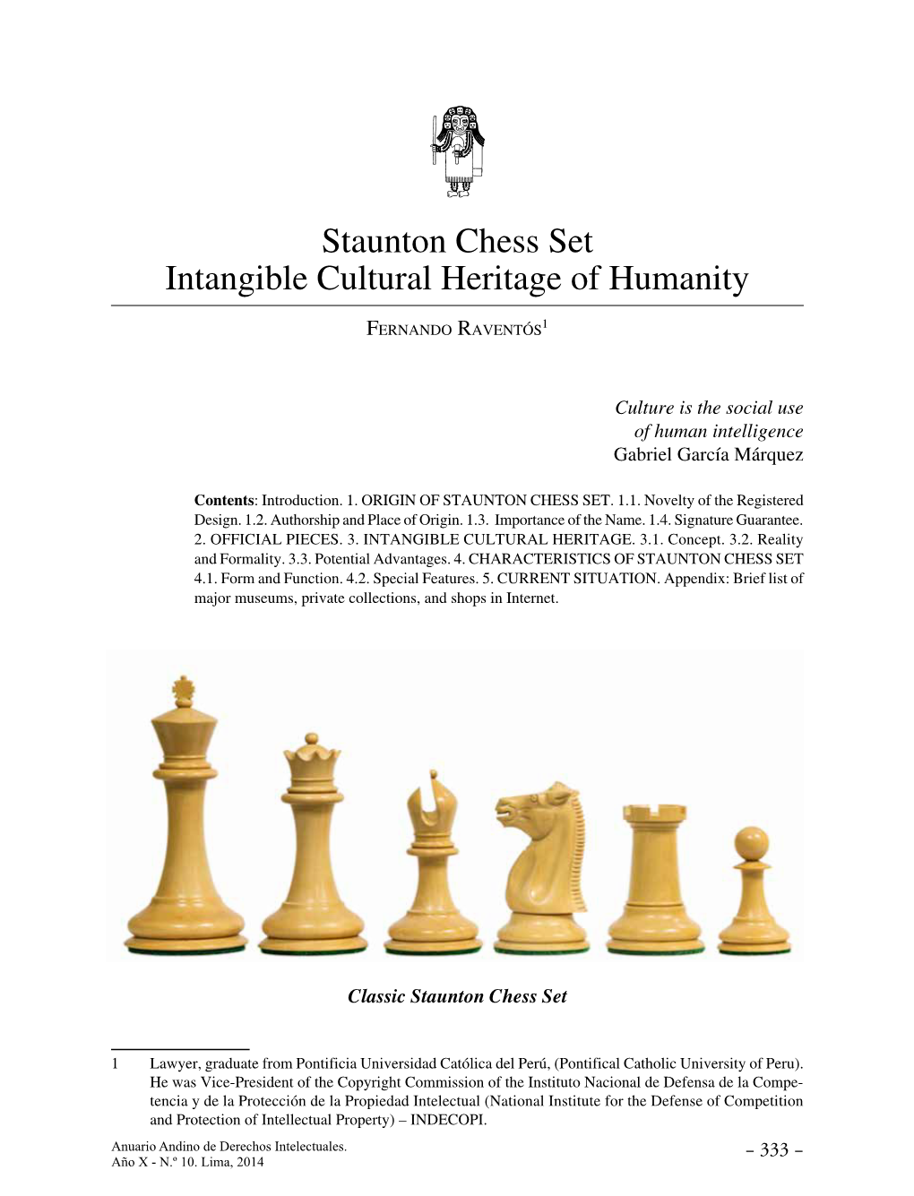 Staunton Chess Set Intangible Cultural Heritage of Humanity