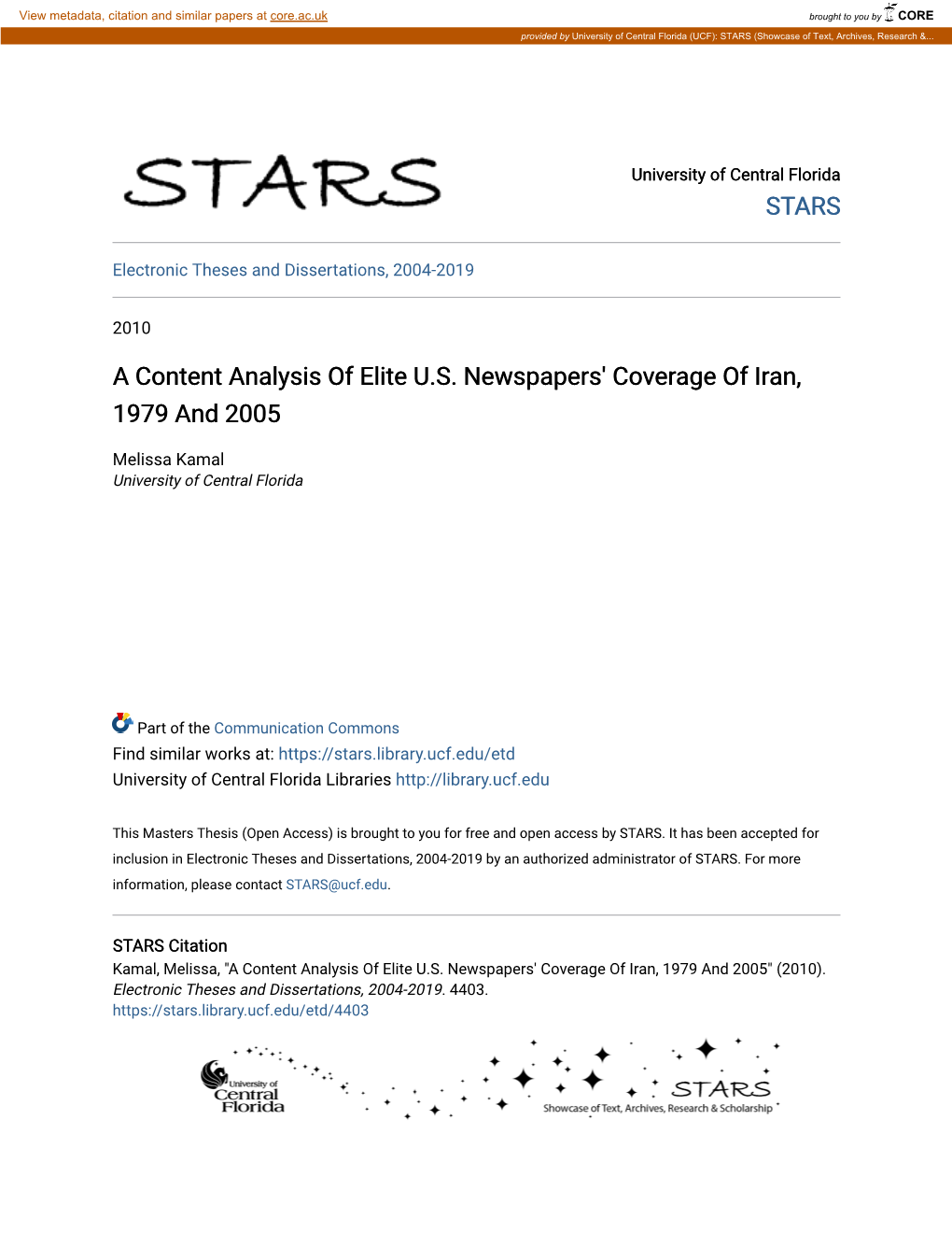 A Content Analysis of Elite U.S. Newspapers' Coverage of Iran, 1979 and 2005