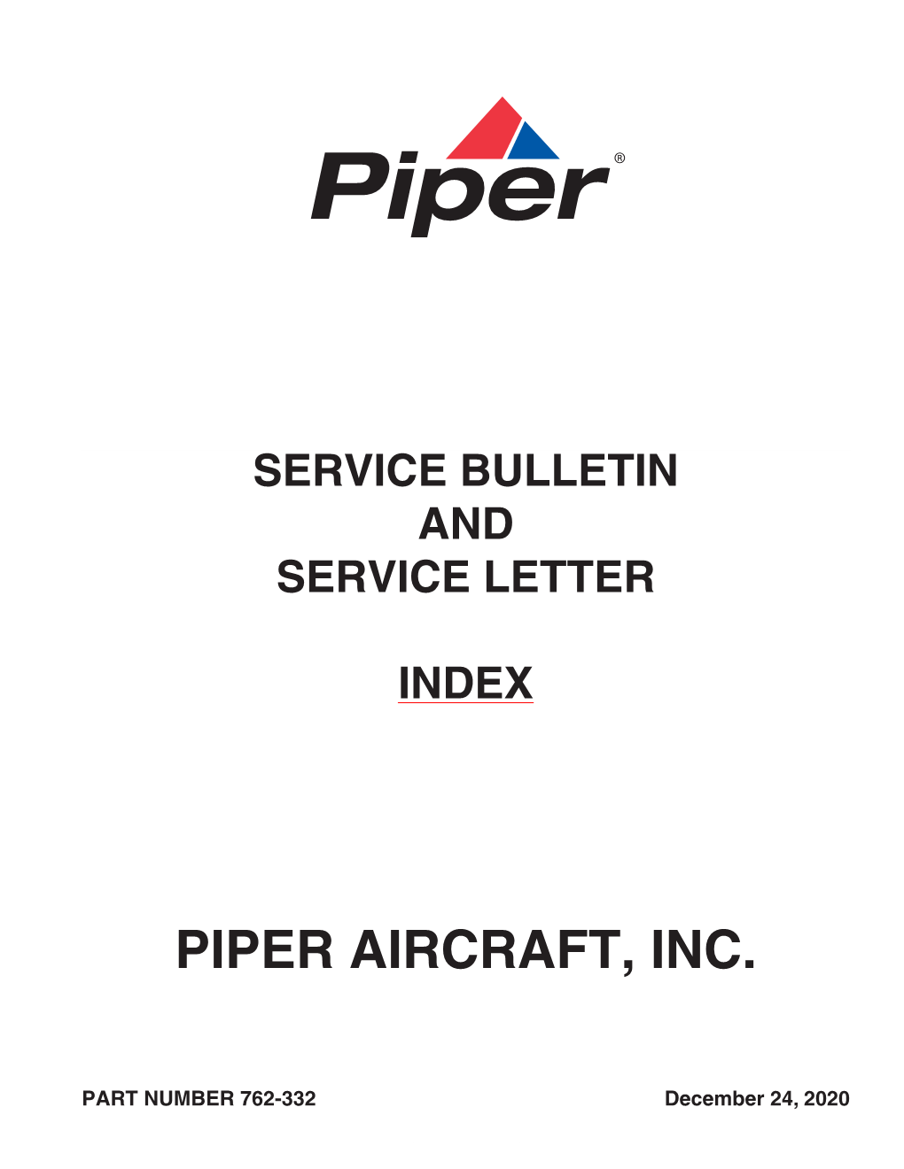 Service Bulletin and Service Letter Index