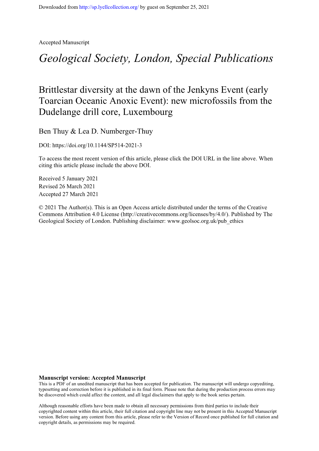 Early Toarcian Oceanic Anoxic Event): New Microfossils from the Dudelange Drill Core, Luxembourg