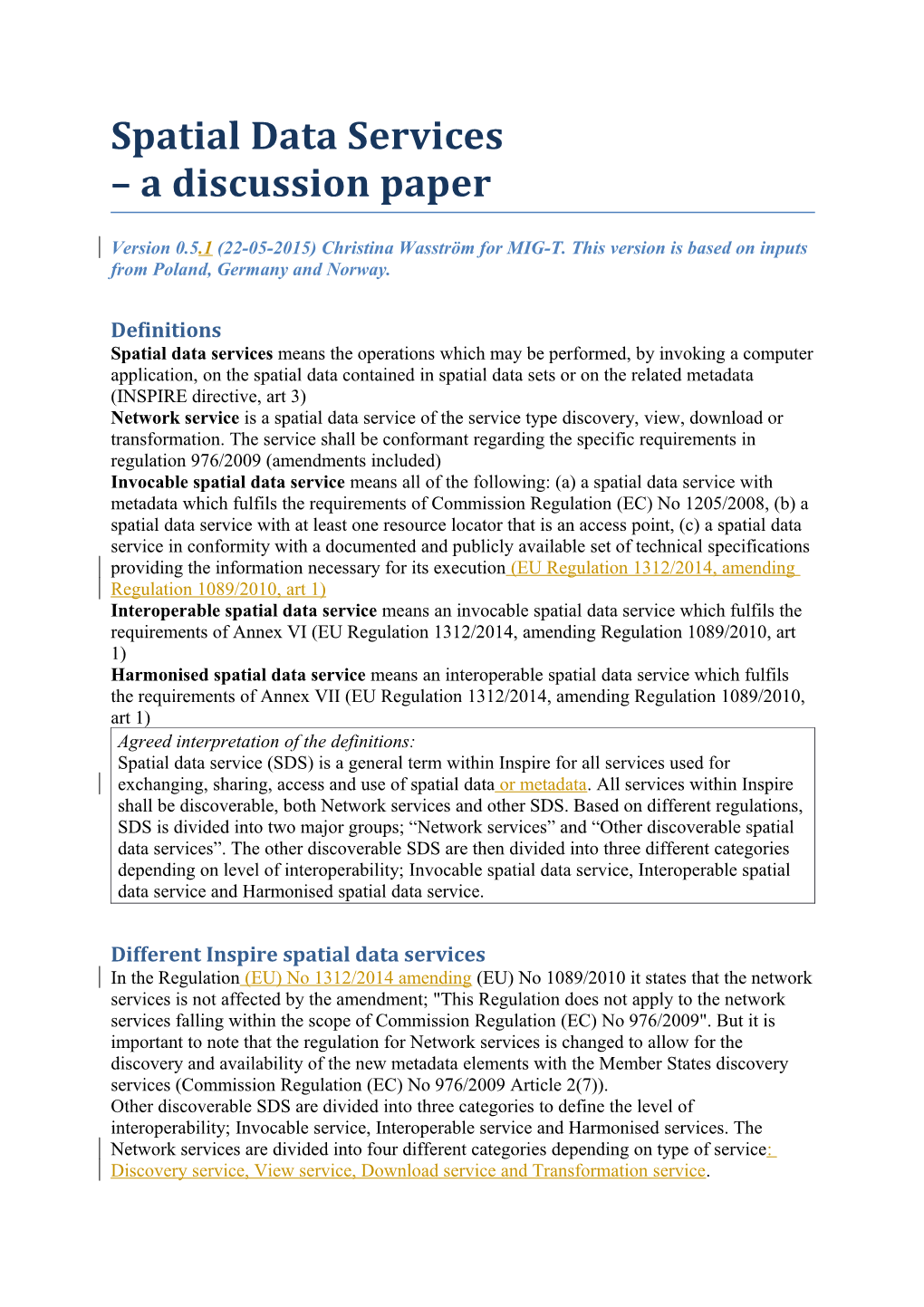 Spatial Data Services a Discussion Paper