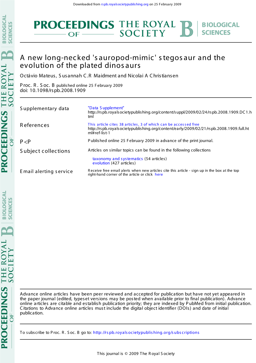 Evolution of the Plated Dinosaurs a New Long-Necked 'Sauropod-Mimic