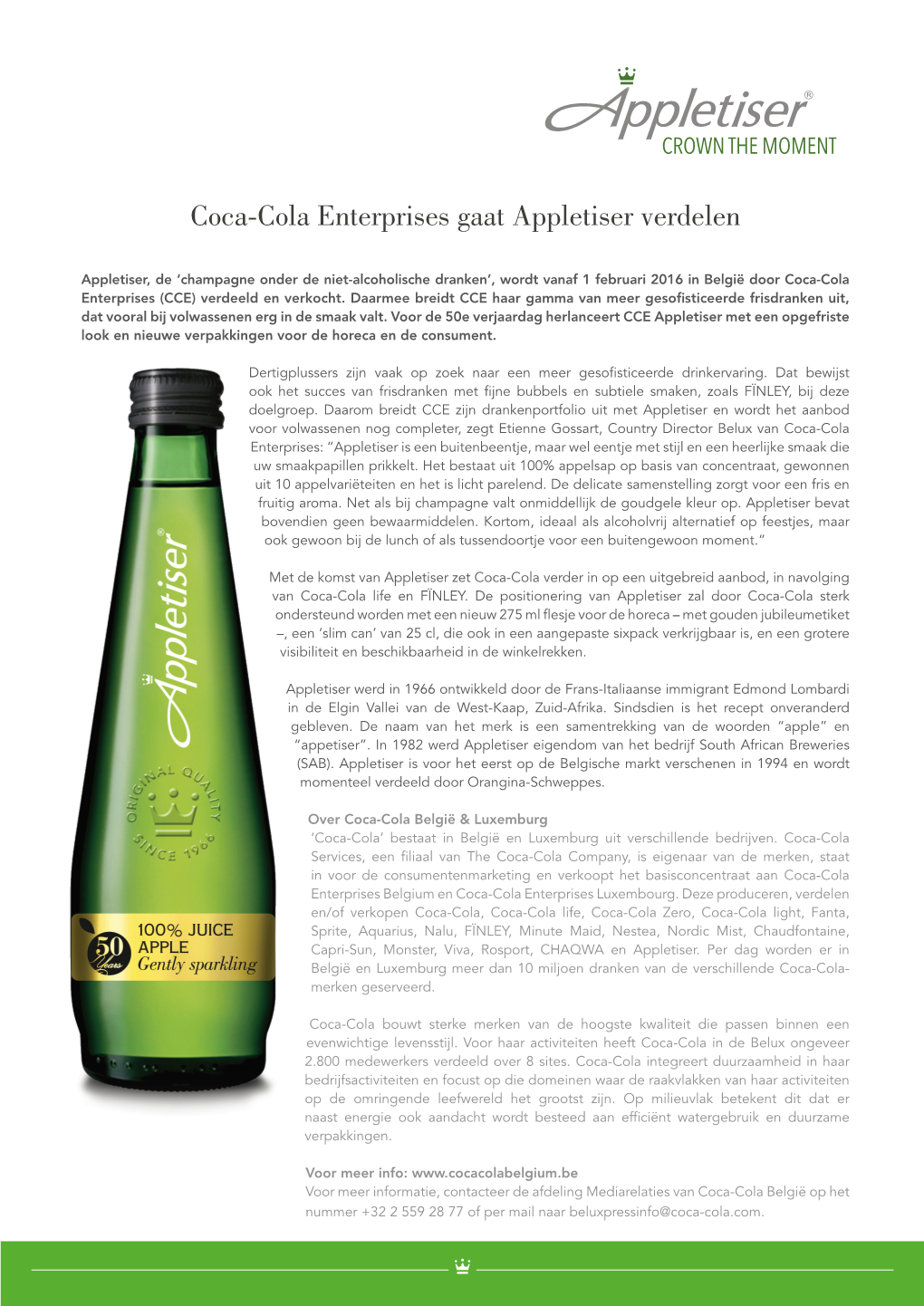 Coca-Cola Enterprises Gaat Appletiser Verdelen