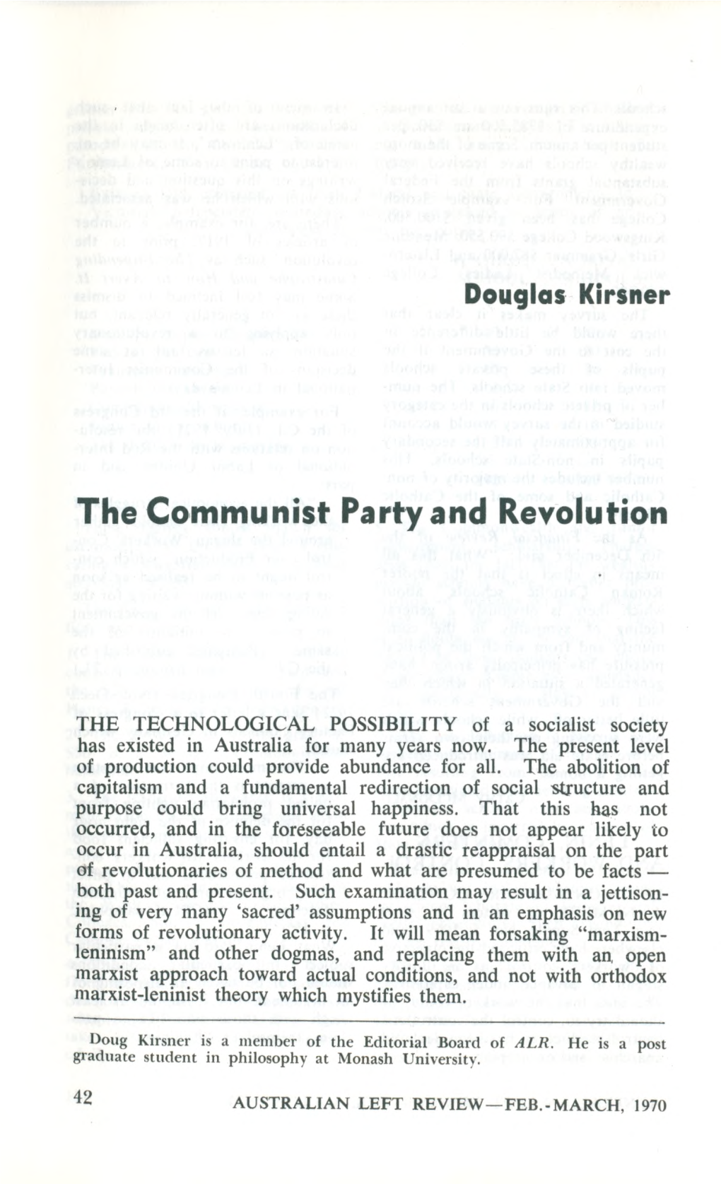 The Communist Party and Revolution