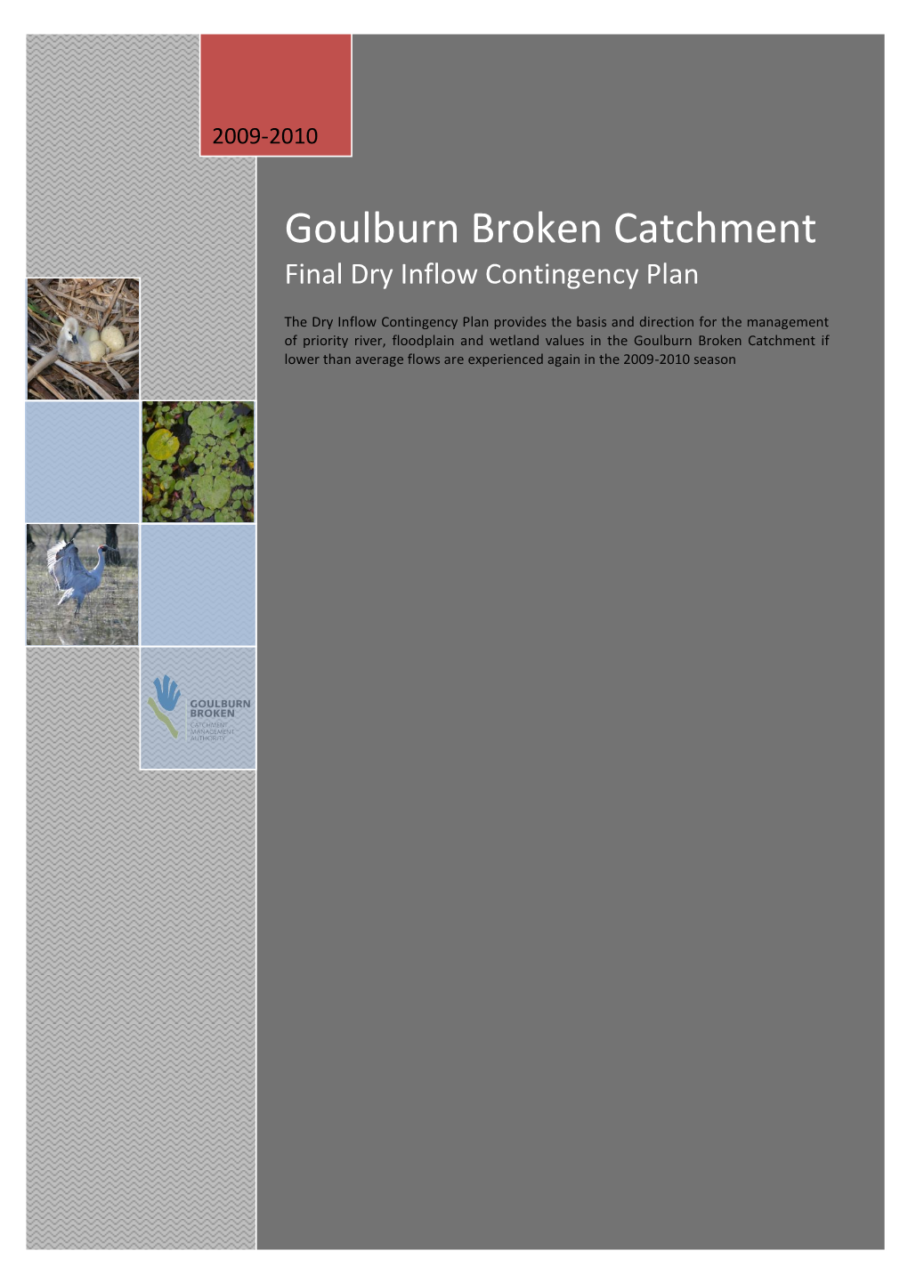 Goulburn Broken Catchment Final Dry Inflow Contingency Plan