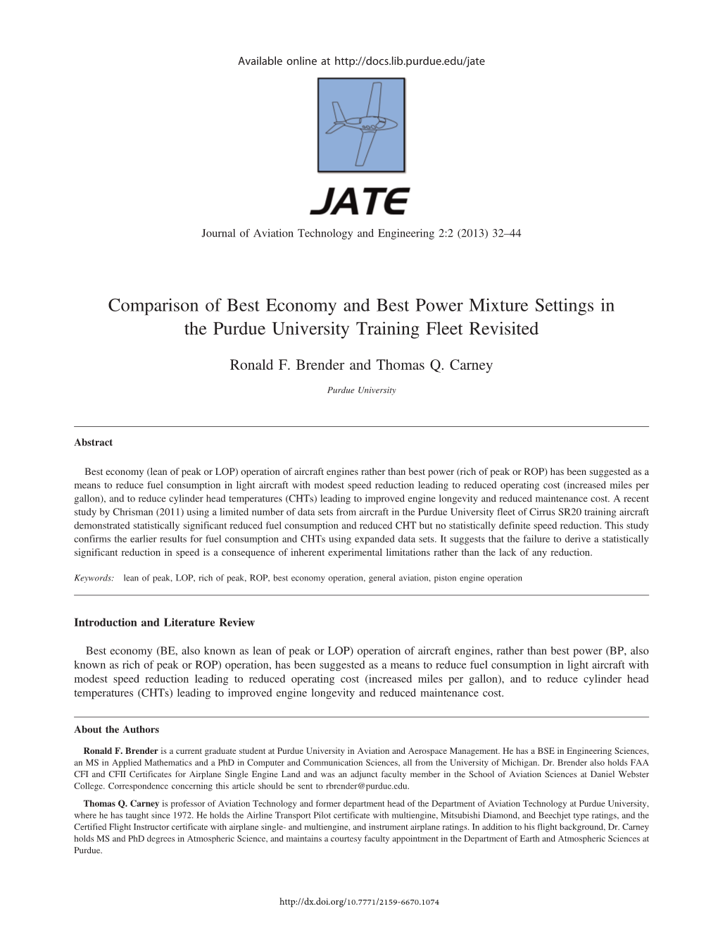 Comparison of Best Economy and Best Power Mixture Settings in the Purdue University Training Fleet Revisited