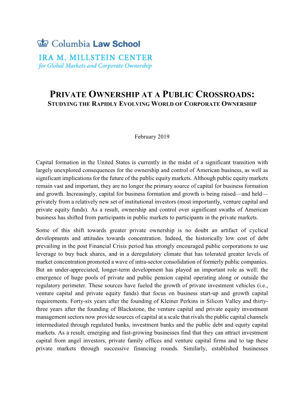 Private Ownership at a Public Crossroads: Studying the Rapidly Evolving World of Corporate Ownership