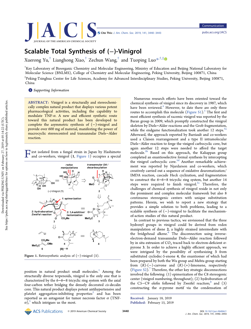 Scalable Total Synthesis of (−)-Vinigrol