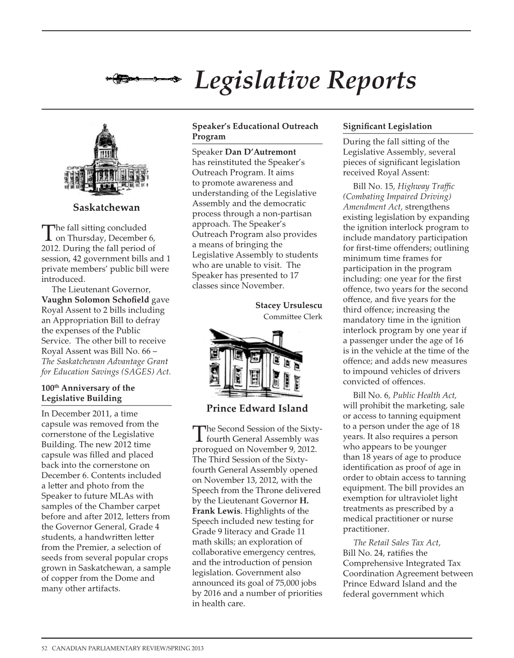 Legislative Reports