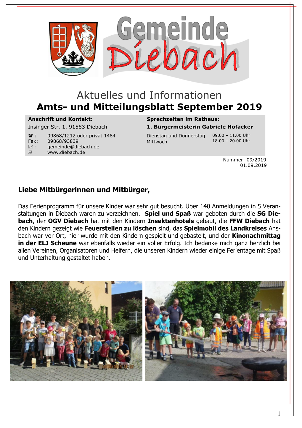 Amts- Und Mitteilungsblatt September 2019