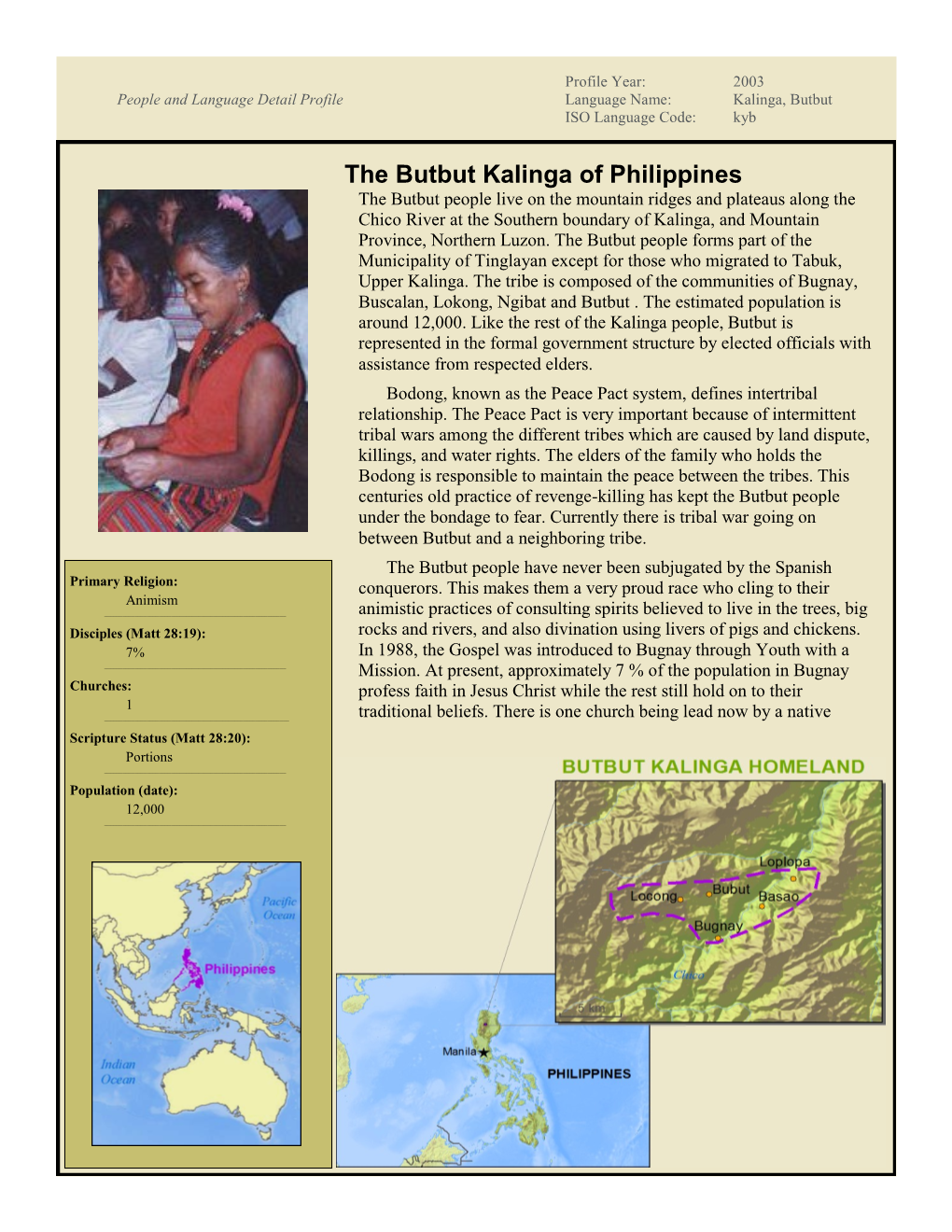 The Butbut Kalinga of Philippines