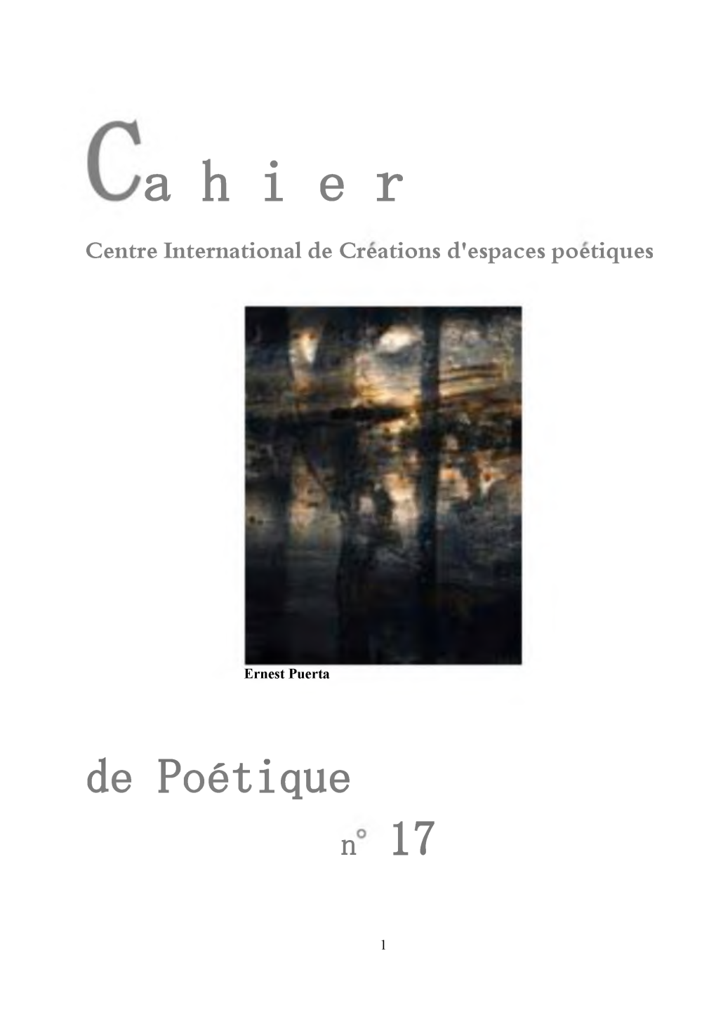 Ahier De Poetique N°17