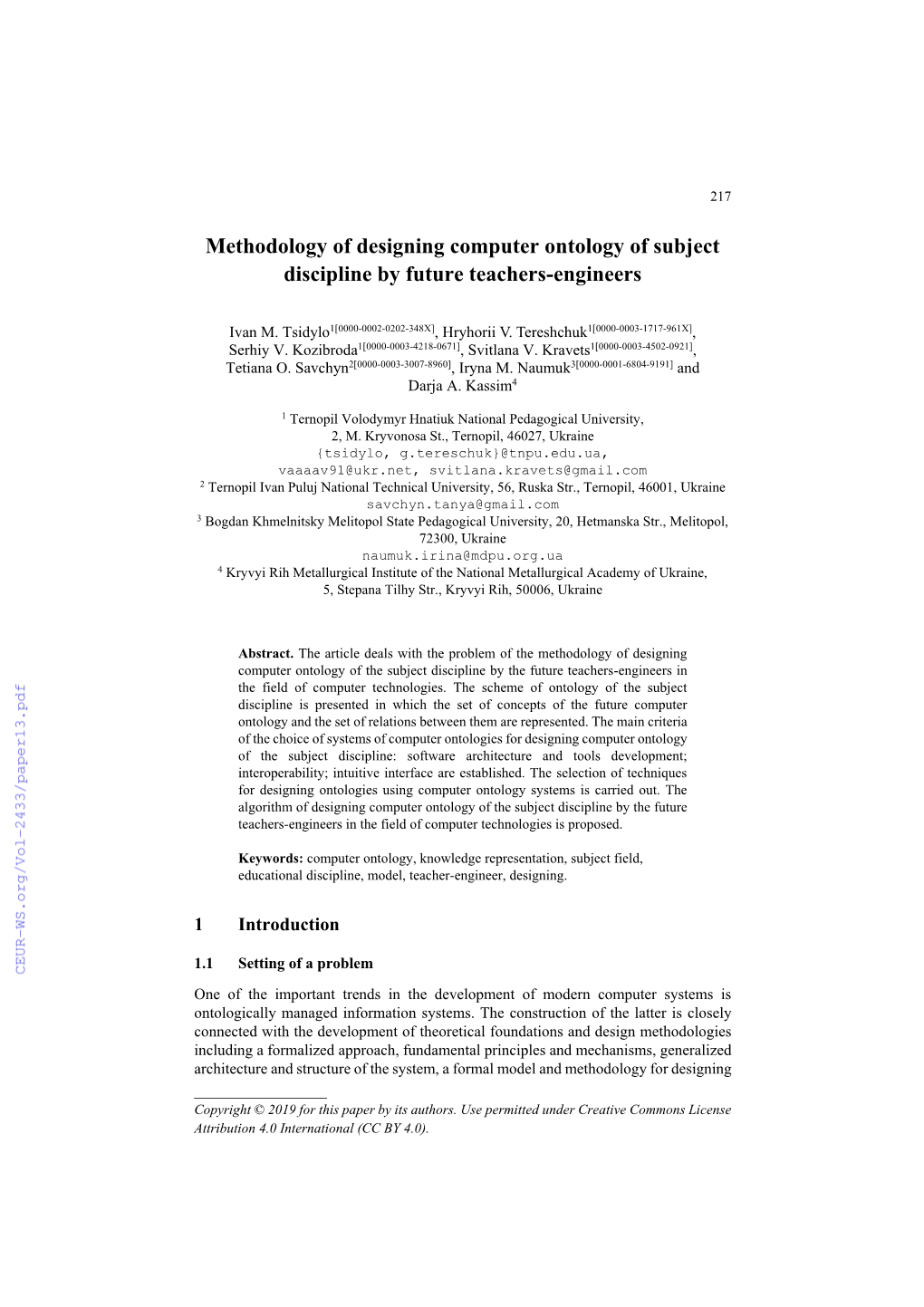 Methodology of Designing Computer Ontology of Subject Discipline by Future Teachers-Engineers