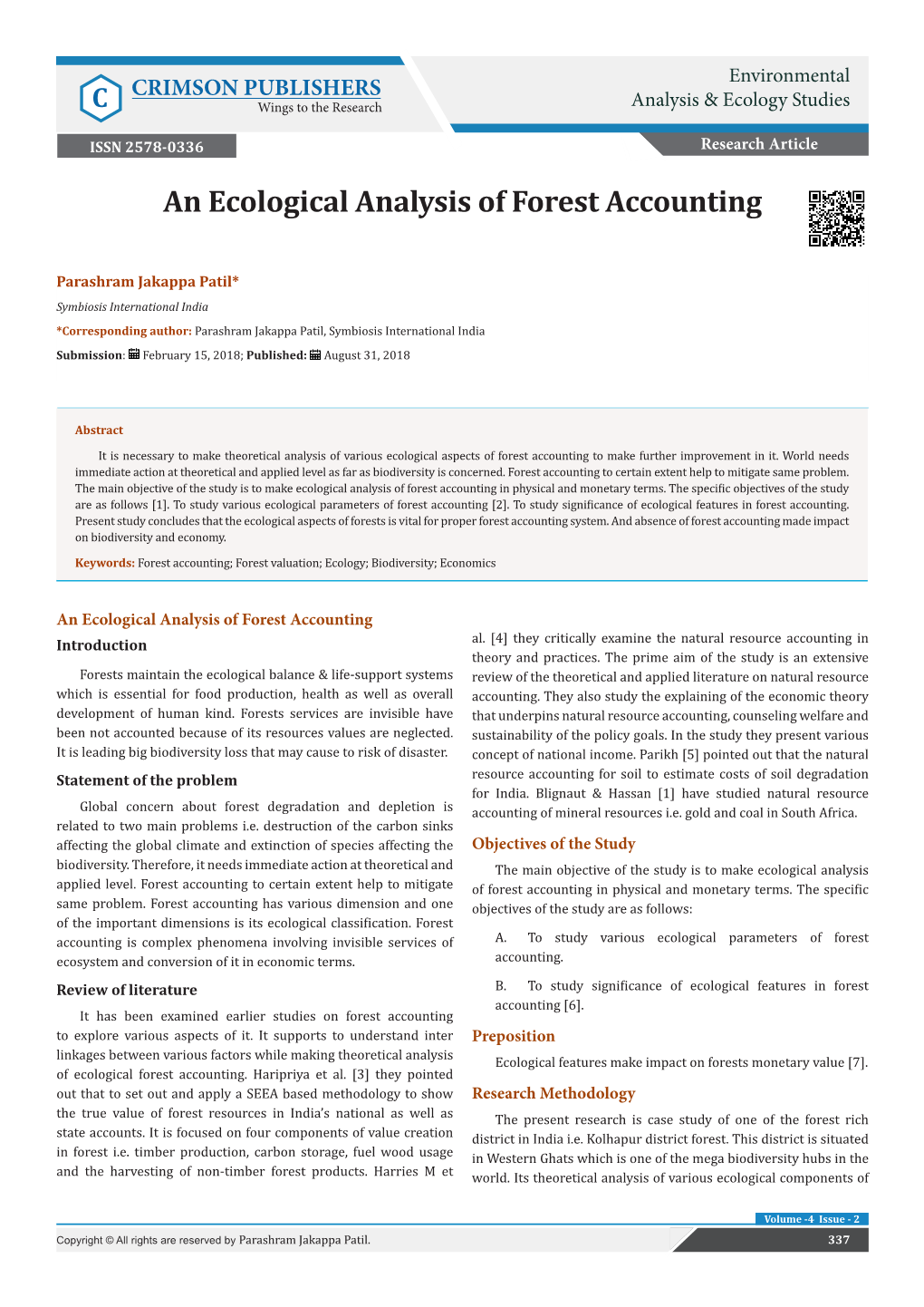 An Ecological Analysis of Forest Accounting