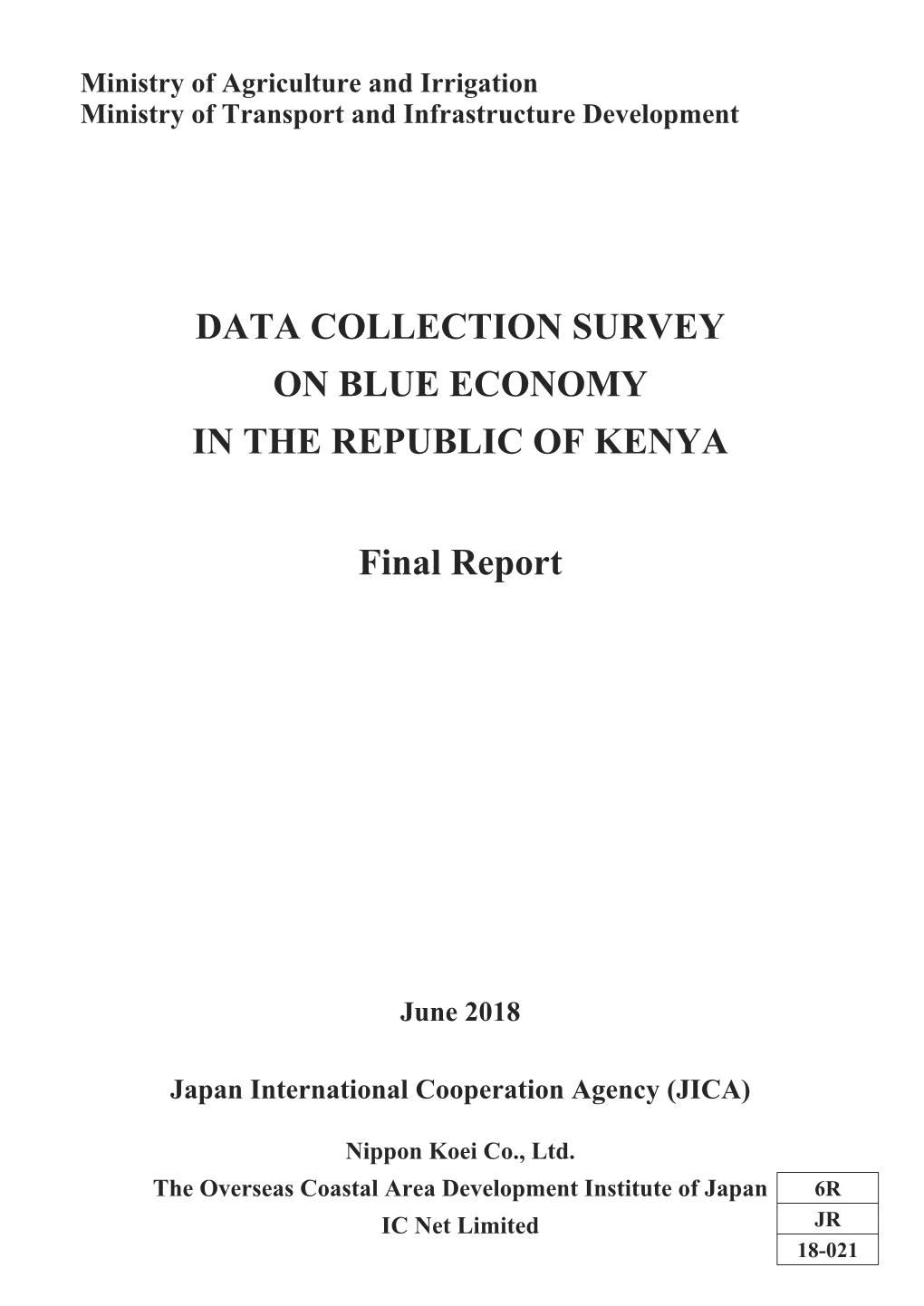 Data Collection Survey on Blue Economy in the Republic of Kenya
