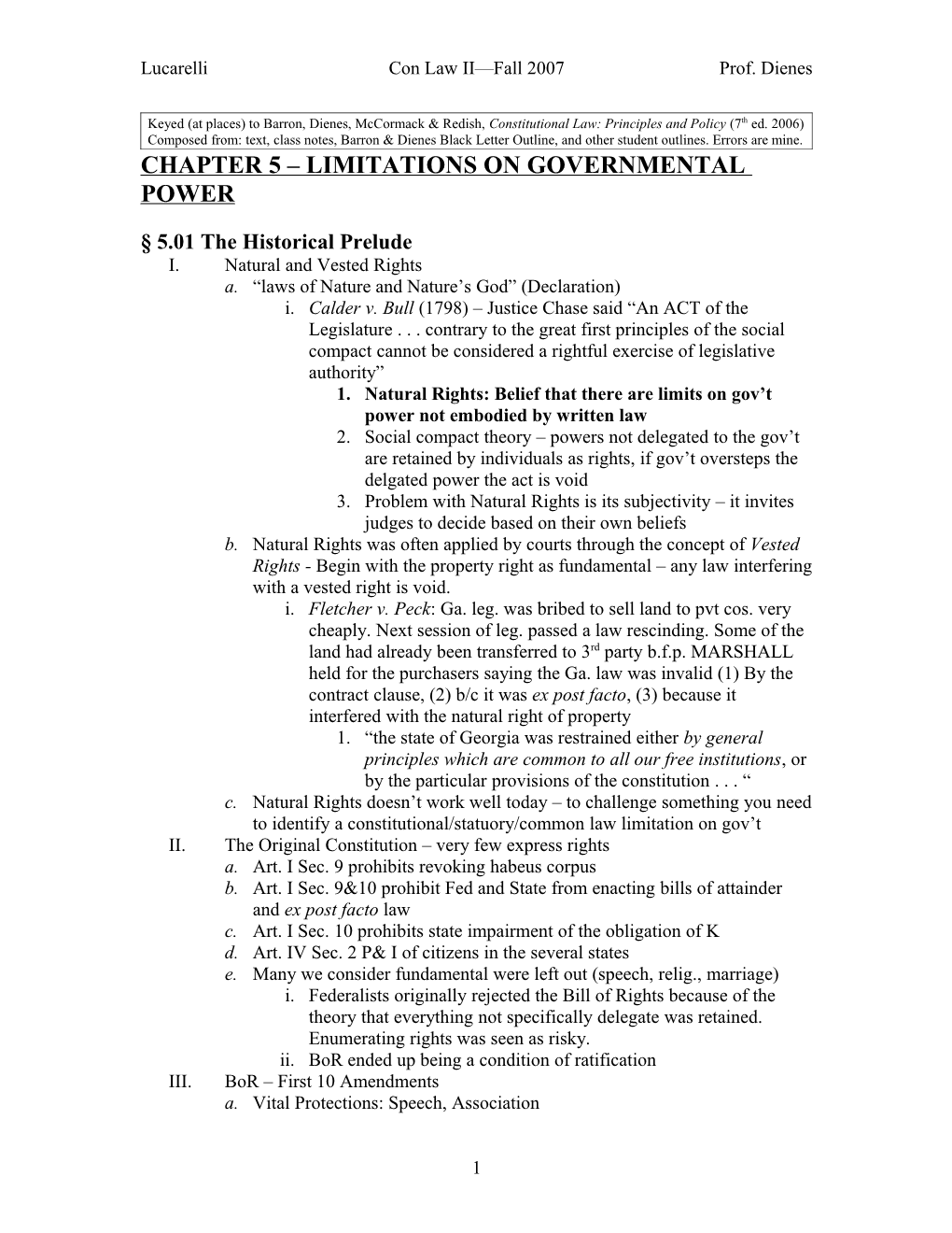 Lucarelli Con Law II Fall 2007 Prof. Dienes