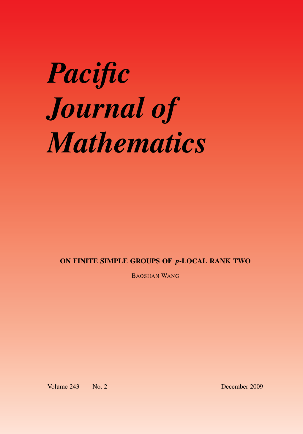 ON FINITE SIMPLE GROUPS of P-LOCAL RANK TWO