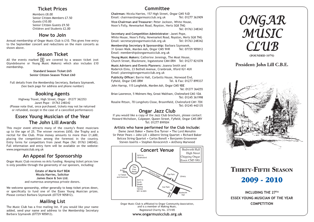 Ongar Music Club Is £10