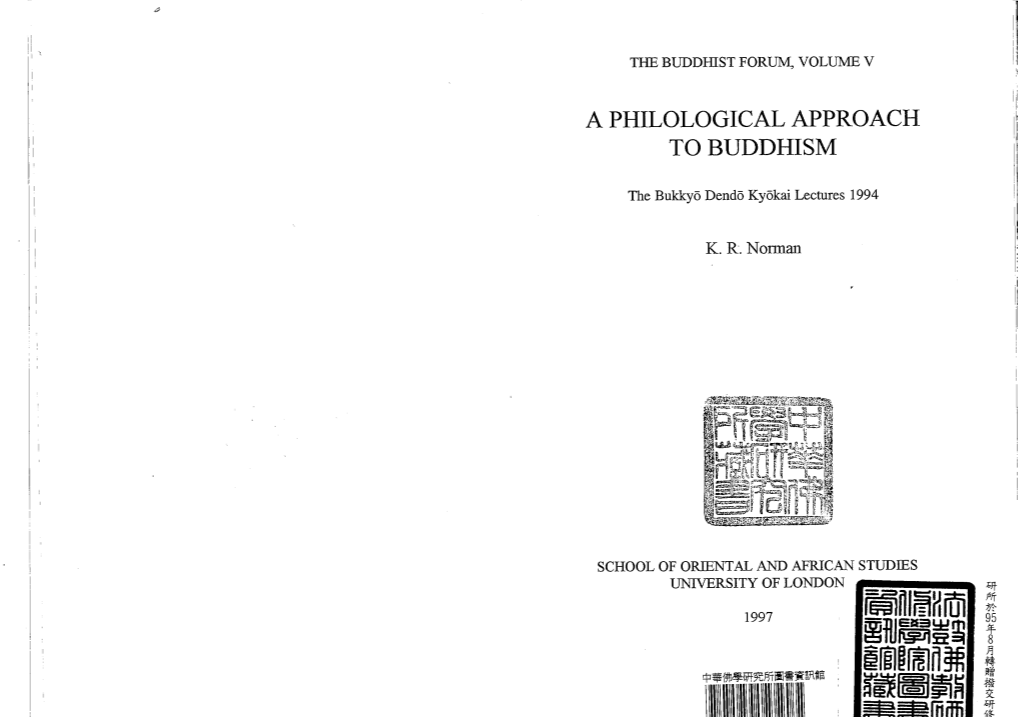 A Philological Approach to Buddhism, K.R. Norman